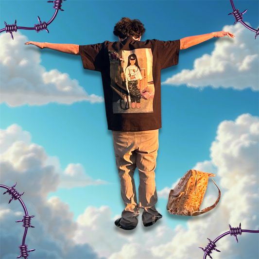 This image features my lil sis with the akf7 cover the whole back shirt. 